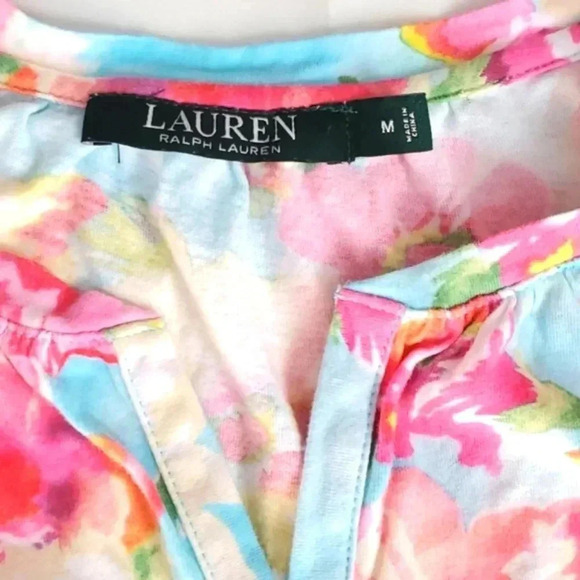 Ralph Lauren sz Medium Floral Short Sleeve blouse 100% Cotton - Picture 2 of 5